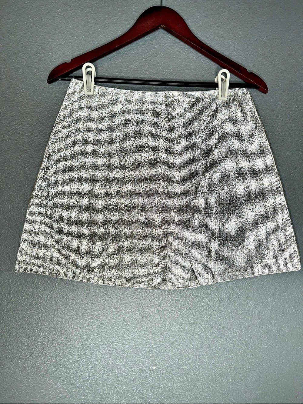 Nasty Gal Silver Rhinestone Crystal Mini Skirt Womens M Holiday Party Y2K